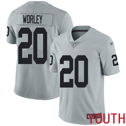 Oakland Raiders Limited Silver Youth Daryl Worley Jersey NFL Football #20 Inverted Legend Jersey->youth nfl jersey->Youth Jersey